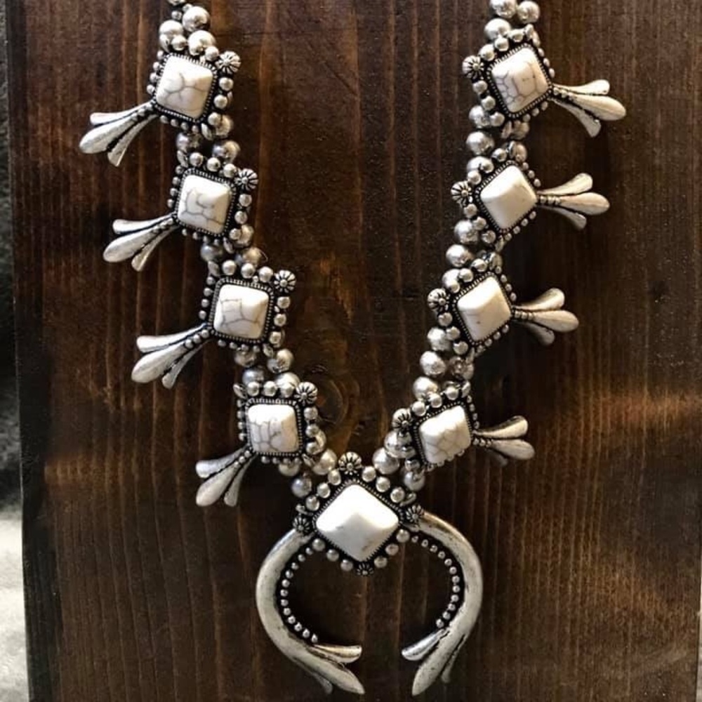 White Squash Blossom Necklace